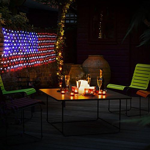 XTF2015 Led Flag Net Lights of The United States, Waterproof American Flag String Light for Christmas, Festival, Holiday, Independence Day, Memorial Day, Decoration, Garden, Yard, Indoor and Outdoor
