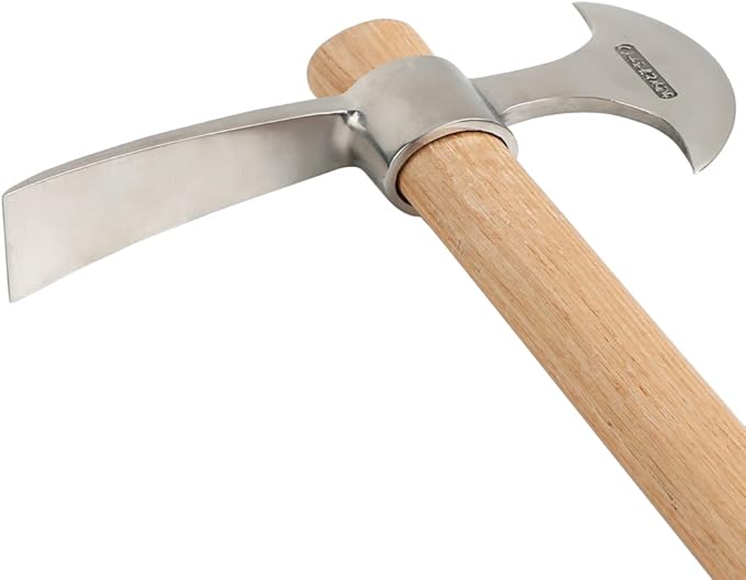 2 in1 Garden Pickaxe Weeding Mattock Gardening Tool 16inch Hatchet Chopping Axe Stainless Steel Blade Cutter for Outdoor Camping Wood Splitting Digging Planting Farming Landscaping Loosening Soil