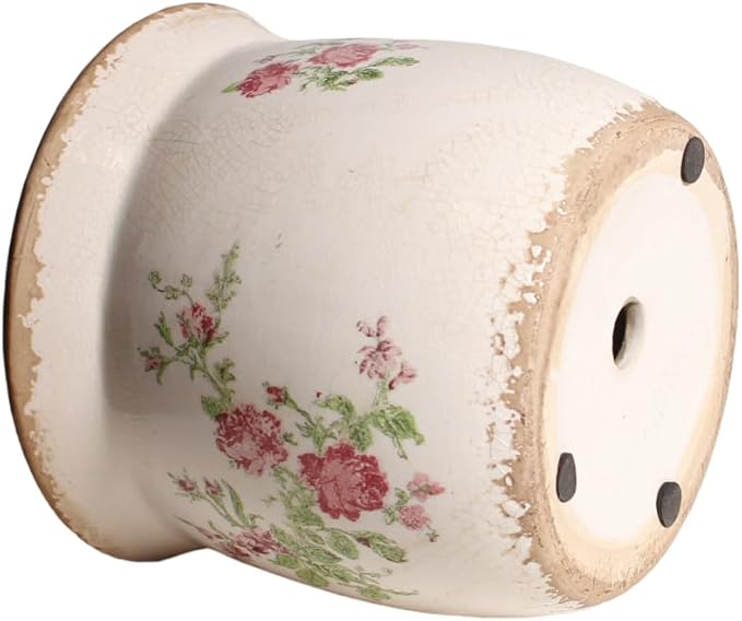 Crackled Glaze Pots for Plants, Indoor Plant Pots with Drainage Hole, Vintage Flower Pot for Home Décor, 6.21in. Rustic Ceramic Pots for Plants, Wide Opening Plant Pots Indoor, Floral