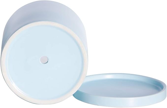 Planters for Indoor Plants Ceramic Flower Succulent Plant Pots with Drain Hole Saucer Decor for Home Office (6 inch Blue)