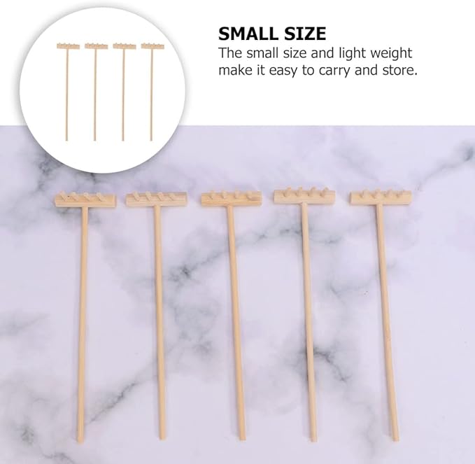 EXCEART Mini Rake Set - 24 Pcs Miniature Sand Garden Tools for Zen Meditation - Bamboo Smooth Toolkit for Kids Sand Tray
