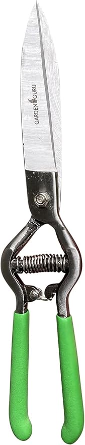 GARDEN GURU Hand Grass Clipper Scissors – Classic Forged Steel Grass Shears Pruners – Comfort Grip Handles – Perfect for Hand Edging Lawn, Trimming Shrubs & Flowers, Gardening, Landscaping