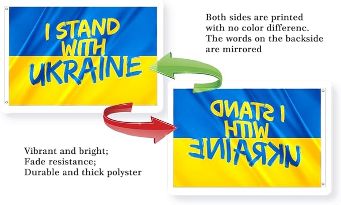 I Stand with Ukraine Flag Extra Large Flag 12x18FT Giant Ukrainian National Polyester Banner With 5 Grommets Fade Resistant Vivid Color For Patriotic Festival Events Party Decoration