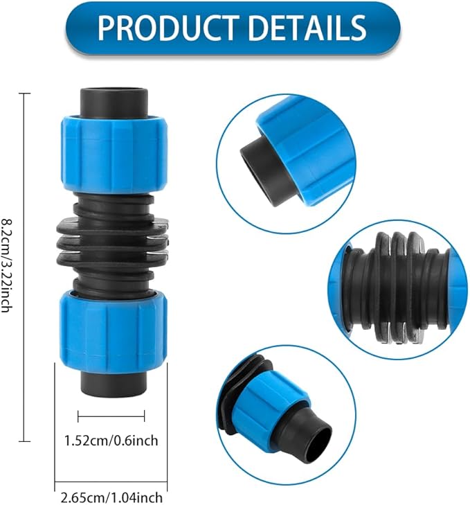 12 Pcs Drip Irrigation Coupling, 5/8 Inch Drip Tape Irrigation Tubing Coupling,Universal Connector Drip Tubing Fittings,Compatible with Most 16-17 mm Drip Tape AG Tubing Drip-Blue