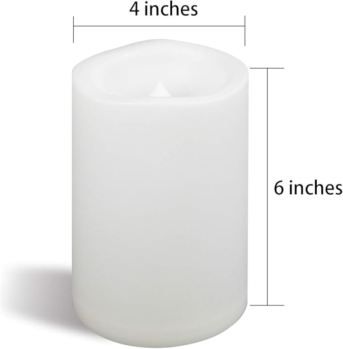 CANDLE CHOICE Waterproof Outdoor Battery Operated Flameless Candle with Timer Large Plastic Resin Bright Flickering Electric LED Pillar Lantern Patio Garden Wedding Christmas Decorations 4”(D) x6”(H)