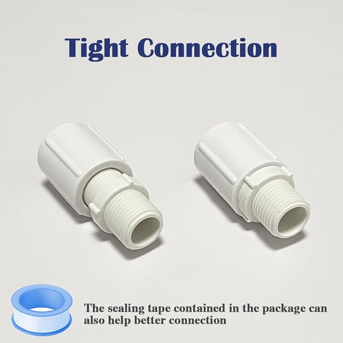 9PCS 1 Inch Double Female Threaded White PVC Adapter Fittings Female to Female Thread Coupling Pipe Fitting Connector for Garden Works HE025-1