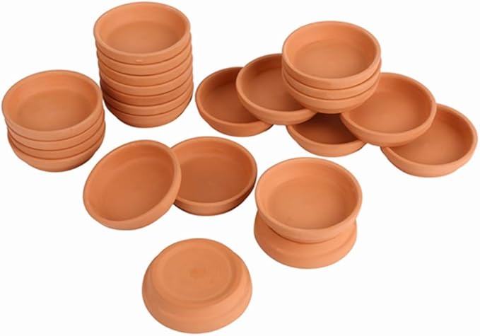 24pcs Terra Cotta Saucer, 3.2-inch Small Mini Clay Pots Tray, Suitable for 3inch, 2.5inch, 2inch Succulents Nursery Pots