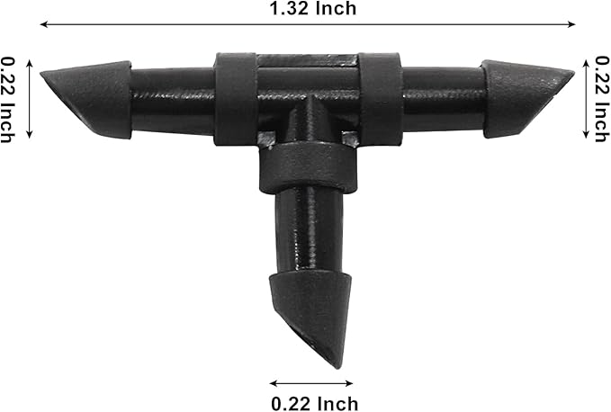 150 Pcs Barbed Connectors Drip Irrigation, Barbed Tee Fittings Drip Irrigation for 1/4 Inch Drip Tubing, Irrigation Tee for Drip or Sprinkler System(Black)