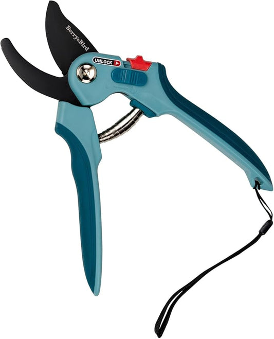 Berry&Bird Garden Pruning Shears, 8.7" Bypass Hand Pruner Shears, Adjustable Size Scissors with SK5 High Carbon Steel Blades, Flower Clippers Secateurs with Safety Lock for Pruning Flowers, Branches