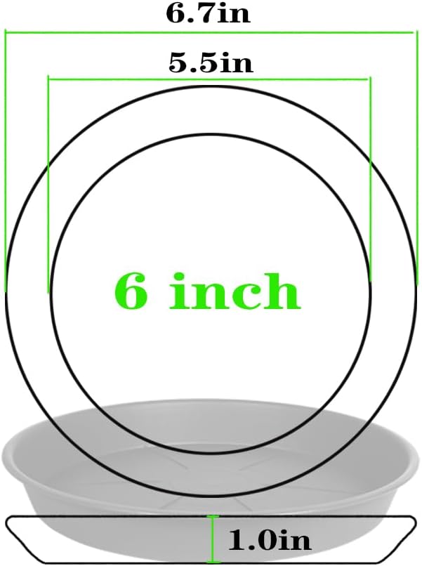 6 Pack of Plant Saucer Tray 4 6 8 10 12 14 17 19 22 25 inch, Heavy Duty Plastic Pot Plant Drip Trays Saucers for for Indoors Outdoor, Plant Water Tray for Planters 4-7" (6", Clay)