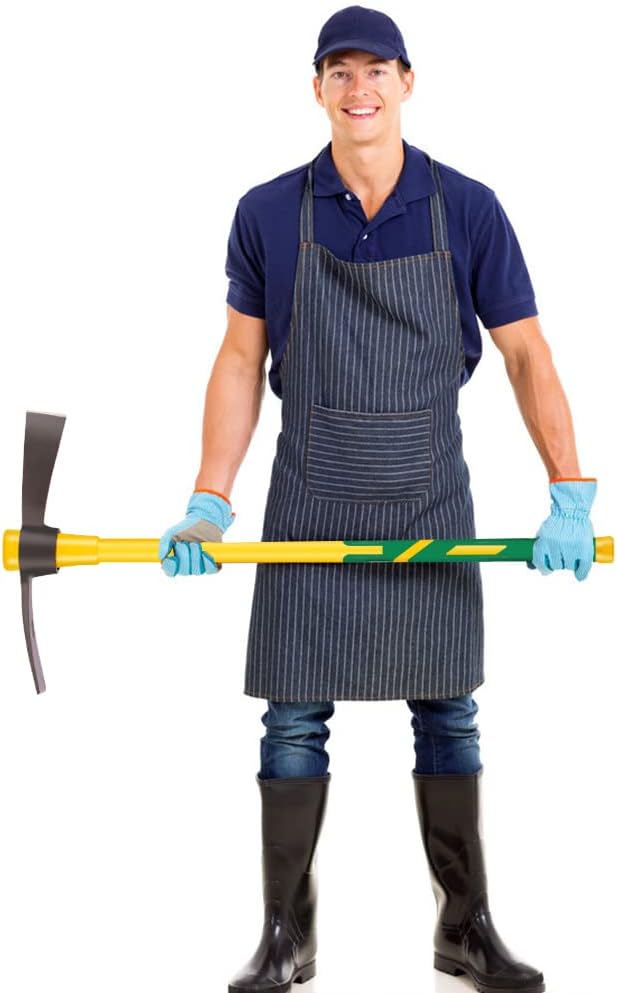 Cutter Mattock, 36" Heavy Duty Pick Axe with Forged Heat Treated Steel Blades Hoe for Weeding, Prying and Chopping, Digging Tool with Fiberglass Handle (36.3inch, Yellow)