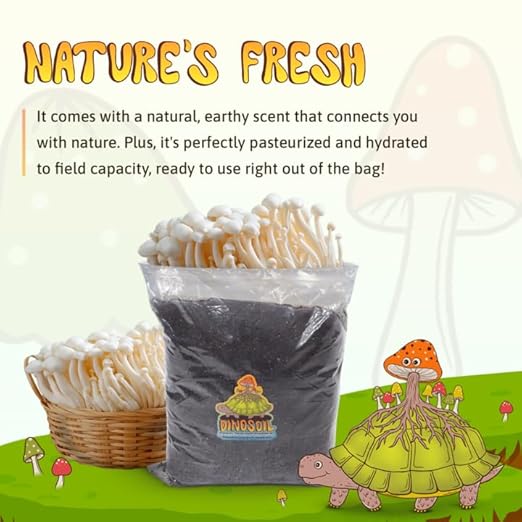 Tortoise Dung Substrate DinoSoil - Coir Blend with Coffee, Vermiculite, Gypsum, Earthworm Castings for Fast Colonization & Mushroom Growth (5lb)