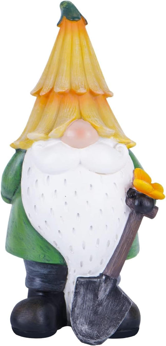 Topadorn Garden Gnome Outdoor Gnome Statue Resin Sculpture Outdoor Figurine with Yellow Hat for Garden Decoration,11 Inch