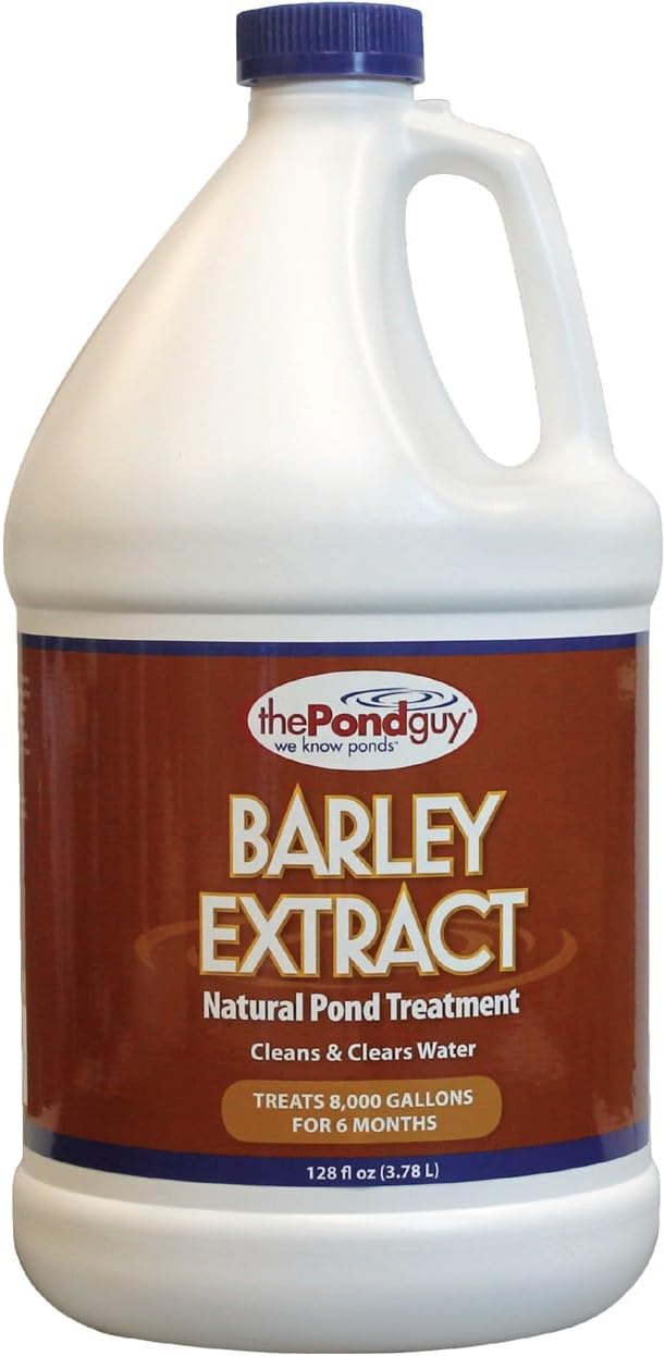 The Pond Guy Barley Extract Natural Liquid Treatment for Ponds and Water Gardens, Safe for Koi Fish and Plants, Natural Solutions for Clear Pond Water - 1 Gallon