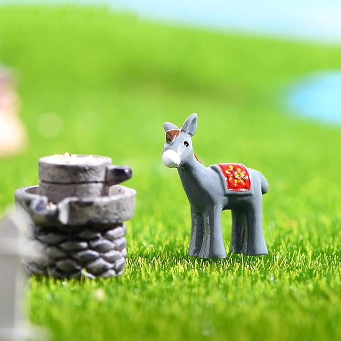 MAOMIA 20pcs Miniature Donkey Figurines Easter Cake Toppers, Mini Donkey DIY Craft Plant Pot Fairy Garden Landscape Decor Ornament