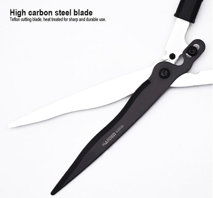 Edward Tools Pro Power Lever Hedge Shears - 29” - 34” - Telescoping Extendable Handle with High Carbon Steel Teflon Coated Wavy Blade - Ergo Rubber Long Handle - Heavy Duty Gardening