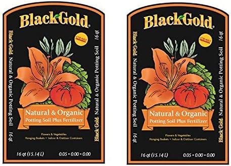 Black Gold Organic in/Outdoor Potting Soil, 16 Quart Bag (2)