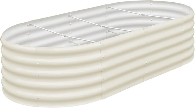 SnugNiture Galvanized Raised Garden Bed, 6x3x1.5ft Oval Metal Planter Box for Planting Outdoor Plants Vegetables