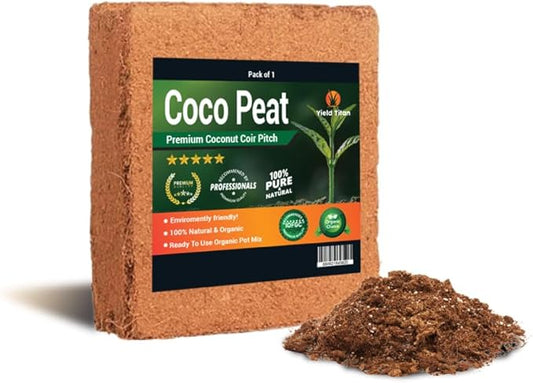 100% Organic Coco PEAT/Coir for Gardening 9+ LBS Brick,100% Natural Fertilizer (Pack of 1)