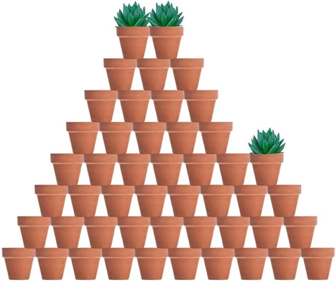 vensovo 48 Pcs 2" Tiny Terracotta & Terra Cotta Pots with Drainage - Small Mini Clay Ceramic Pottery Planter Ideal for Indoor/Outdoor Plants, Crafts, Wedding Favors