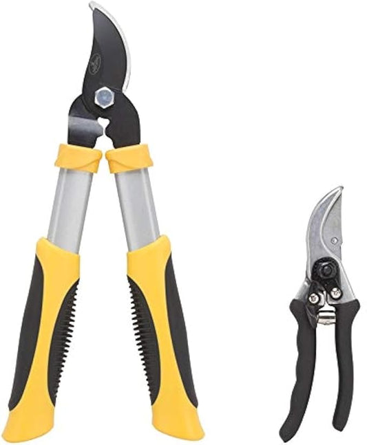 Edward Tools Lopper and Pruner Set - Heavy Duty Heat Treated Carbon Steel Blades - 1 1/2" Lopper Diameter Cut