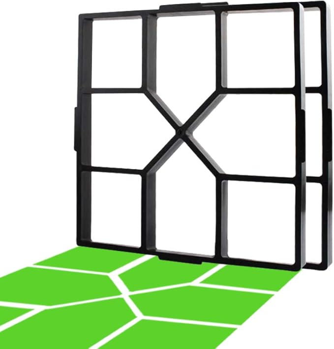CJGQ 15.7"x15.7"x1.57"Walk Maker Reusable Concrete Path Maker Molds Stepping Stone Paver (Square 2-Pack)