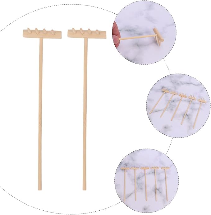 EXCEART 24 Pcs Mini Rake Miniature Rake Mini Sand Garden Rake Meditation Sand Zen Garden Tools Zen Sand Rake Mini Garden Rakes Garden Tools for Kids Sand Tray Child Bamboo Smooth Toolkit