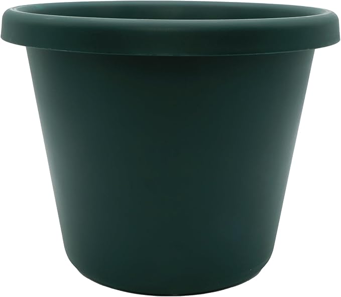 The HC Companies 14 Inch Round Classic Planter - Plastic Plant Pot for Indoor Outdoor Plants Flowers Herbs, Evergreen