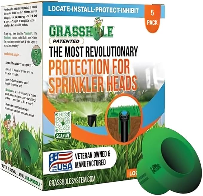GRASSHOLE - Patented Sprinkler Head Protection Sprinkler Donut, Lawn Sprinkler Guard, Plastic Donuts for Sprinkler Heads (5 Pieces)
