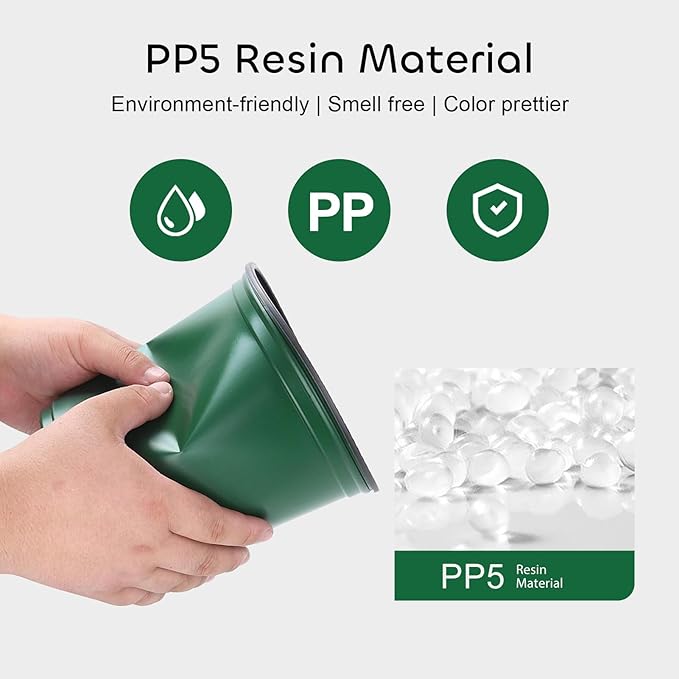 GROWNEER 48 Set 6" 1 Gallon for Plants Flexible Nursery Pot with Drainage Hole and 15 Pcs Plant Labels, Flower Plant Container for Indoor Outdoor, Seedlings, Vegetables, Succulents, Green