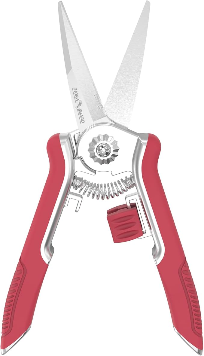 FLORA GUARD 6.5 Inch Micro-Tip Pruning snip Gardening Hand Pruning Shears Trimming Scissors with Stainless Steel(Red)