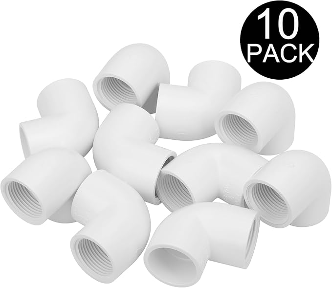 10Pack 1" Slip x Female Thread 90 Degree PVC Elbow Pipe Fitting Connector SCH40 1IN Socket to Female Threaded Elbow PVC Corner Adapter Pipe Fitting for Sprinkler, Irrigation
