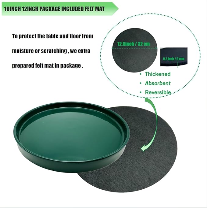 Ceramic Plant Saucer Pot Tray 12 Inch, Planter Saucers 4 5 6 7 8 9 10 11 12 13 Inch for Indoors Outdoor, Durable Sturdy Flower Drainage drip Water Tray for Glazed Pots Base (12.7 Inch-Green)