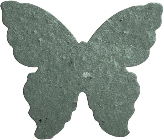 Of The Earth Handmade Paper - Wildflower Seed Paper Butterfly Shape - Large 3" - Set of 24 (14s Green Lotka)