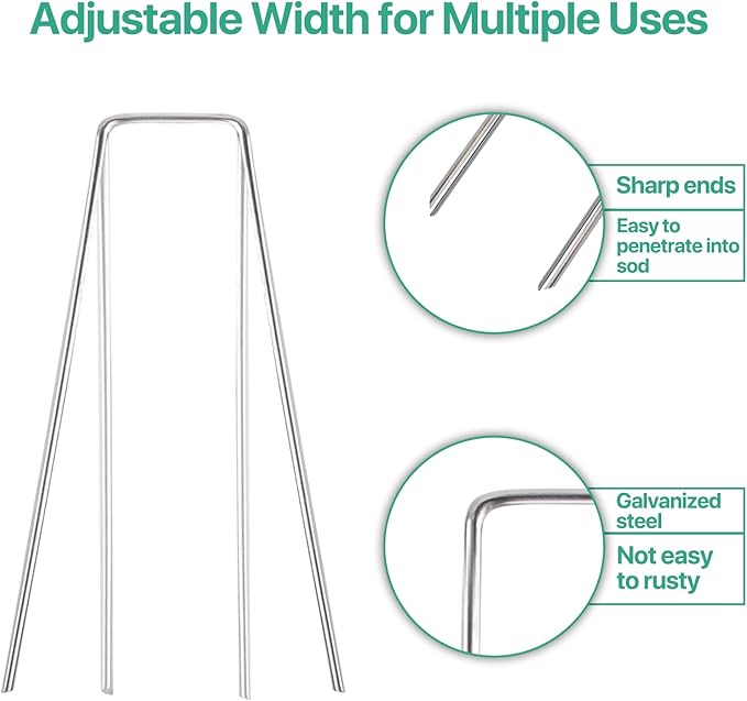 4 Inches Landscape Staples,Galvanized Garden Stakes Yard Stakes Garden Staples Prefect for Weed Barrier Fabric,11 Gauge Landscape pins for Tent,Balloons, Irrigation Tube. (300package, 4 inch)