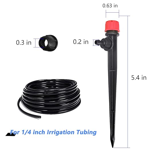 Drip Irrigation Emitters with Lock, Adjustable 360 Degree Water Flow Irrigation Drippers for 1/4 inch Drip Irrigation Tubing, Micro Spray Drip System Parts for Garden Irrigation System 100Pcs