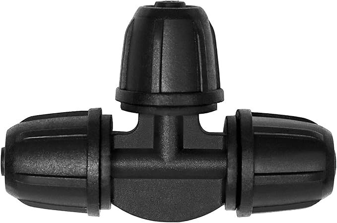 1/4" Drip Irrigation Fittings, 26 Pcs Lock Barbed Tee Connectors for 1/4 Inch Drip Irrigation Tubing Drip Line 3 Way T Parts with Lock Nut for Garden Lawn Drip Systems