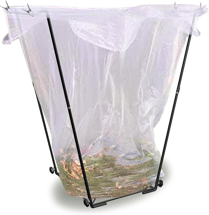 Garden Trash Bag Holder - Outdoor Leaf Bag Support Stand Multi-Use Metal Garbage Bag Holder Frame Holds 30-45 Gallons Bag for Camping Leaves Gardening Parties Yard Weeding (Black)