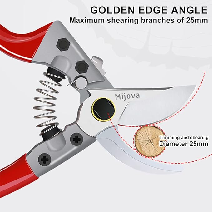 Garden Shears, Pruning Shears for Gardening Heavy Duty with Rust Proof Stainless Steel Blades, Garden Clippers Best Hand Pruners Ergonomic Gardening Tools (MJ-1)