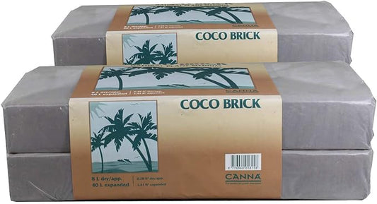 Canna Coco Brick 40L Expandable Natural Plant Medium Soil Substrate, 40 Liter Expanded - 8 Liter Dry, Reusable (2)