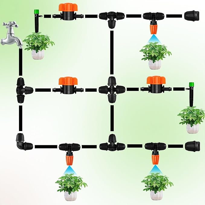 30PCS 1/4 Inch Drip Irrigation Valves, Drip Irrigation Shut Off Switch Valve for 1/4" Drip Irrigation Tubing Drip Line Cut Off Valve for Garden Lawn Irrigation System