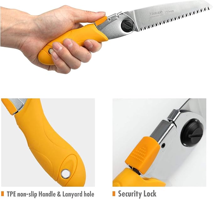 Folding Pruning Hand Saw 5 Inch Camping Wood Mini Small Saw Garden Tree Saw Japanese Pull Razor Teeth Saw Durable for Wood Branches Bone Camping with SK-5 Steel Blade.