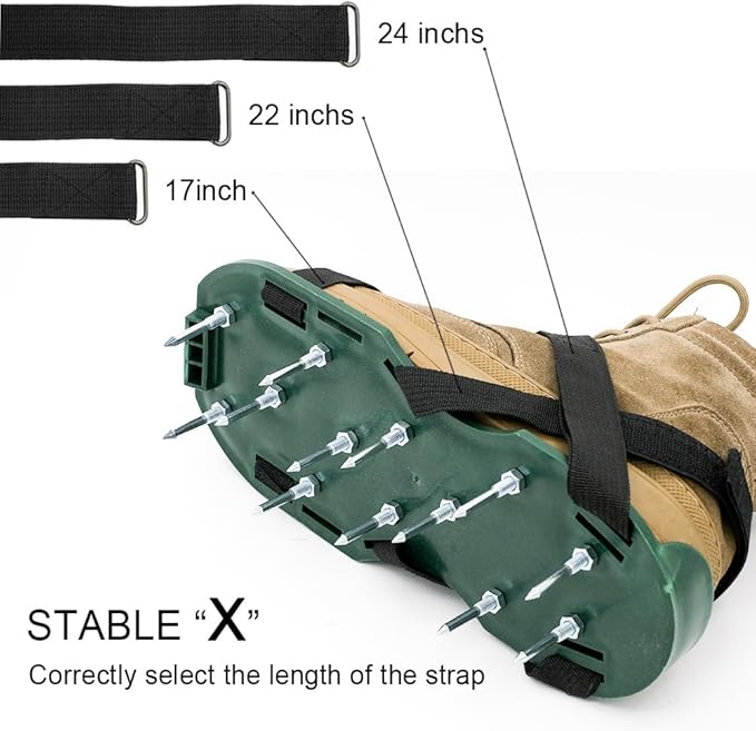 Heeqinn Lawn Aerator Shoes, More Stable X Shape, Effectively Prevent Shoes from Falling Off, for Yard Patio Lawn Garden Aeration (Green)