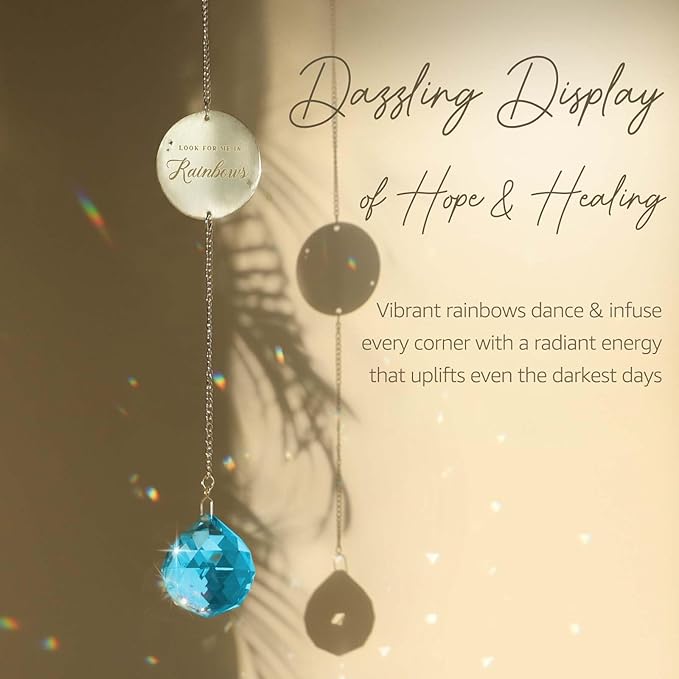 Memorial Gifts for Loss of Loved One, Unique Sympathy Gift Idea Sky Blue Crystal Ball Window Suncatcher, Rainbow Bereavement Grief Gift Box for Loss of Mom Dad Husband Son Daughter