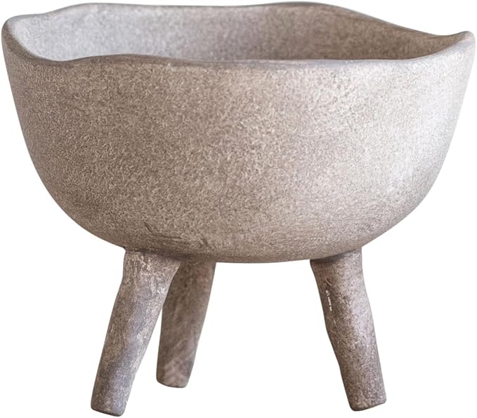 Creative Co-Op Boho Terracotta Footed Planter with Organic Edge, Matte Taupe