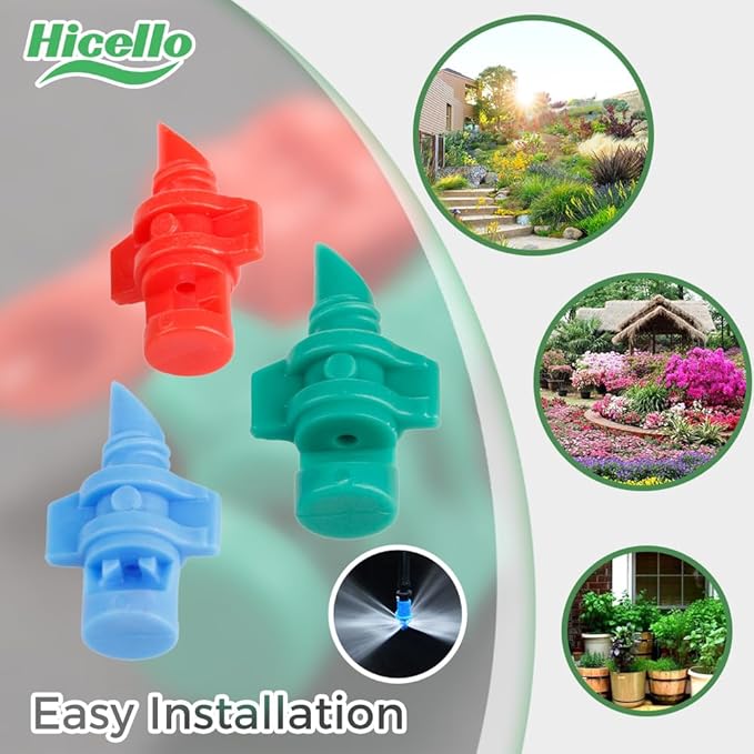 110pcs 90/180/360 Degree Micro Sprinkler Heads Misting Nozzle Irrigation Drippers Garden Lawn Plant Irrigation Water Sprinklers(90°-30pcs, 180°-30pcs, 360°-50pcs, Drip Hole Punch Tool-1pc)