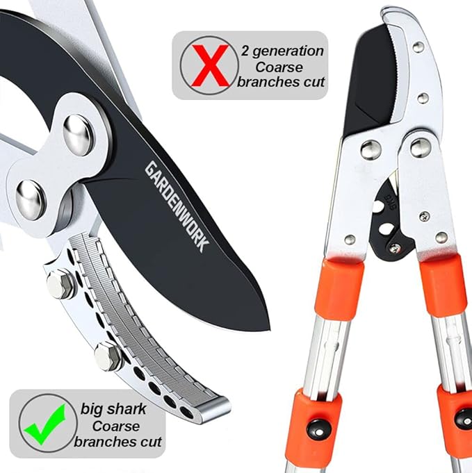 28-37" Extendable Anvil Loppers for Tree Trimming Heavy Duty with Compound Action,Chops Thick Branch Ease with 2" Clean Cut Capacity,Telescopic Branch Cutter with SK5 Sharp Blade