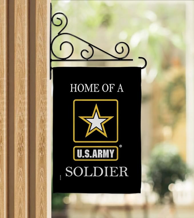 US Army Army Soldier Garden Flag Set Wall Holder Armed Forces Rangers United State American Military Veteran Retire Official House Decoration Banner Small Yard Lawn Proch, 13 x 18.5 inch, Made In USA