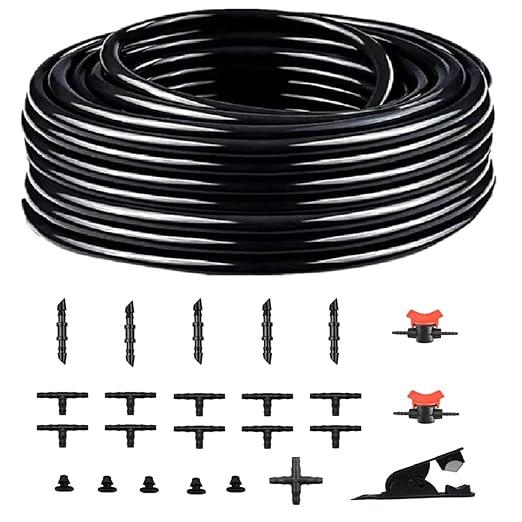 Drip Irrigation Kit, 1/4 Inch Polyethylene Distribution Irrigation Pipe for Micro-Spraying, Emitter Connecting Pipe Kit, DIY Garden Water-Saving Irrigation System with Blank Branch Hose. (01, 49FT)