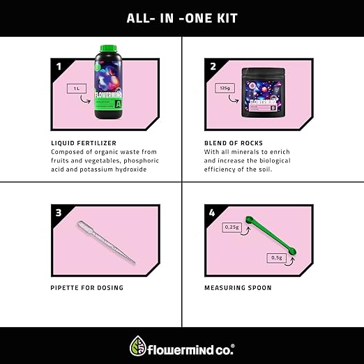 Vegan, Organic Liquid Fertilizer Kit| Biotechnology Fertilizer & Rock Dust, Longer Soil Enrichment | All-Purpose, Organic Liquid Plant Food for Vegetables, Plant| Indoor,Outdoor, 33 Fl.Oz +125g